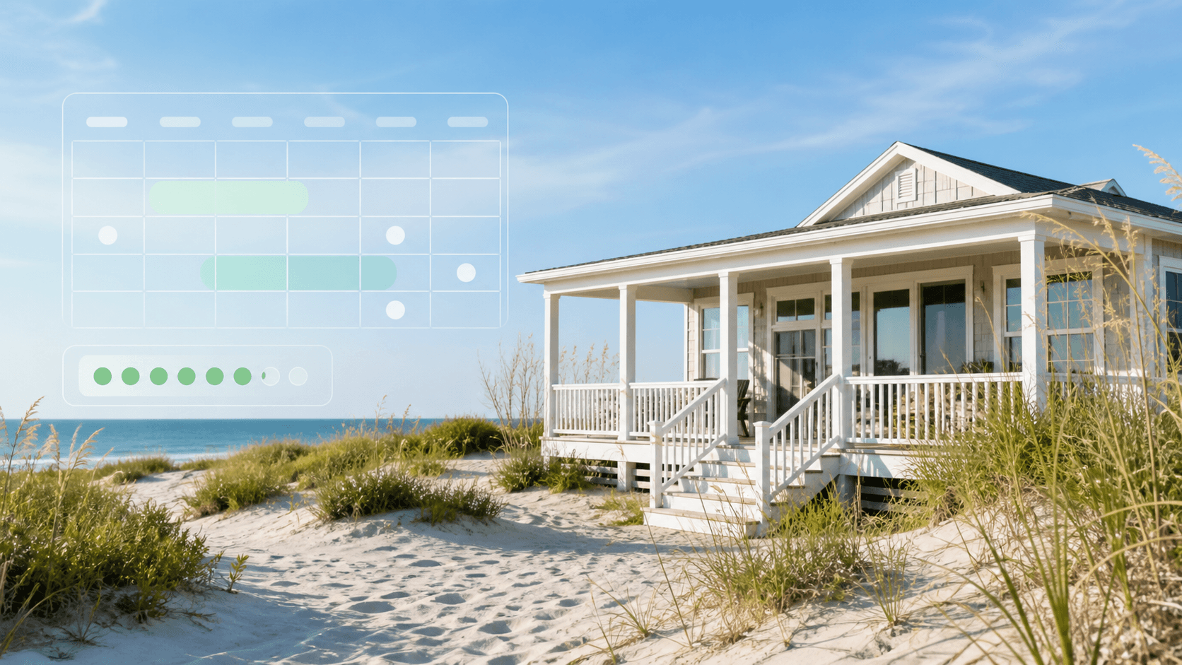 Beach rental property with a subtle occupancy and calendar tracking overlay