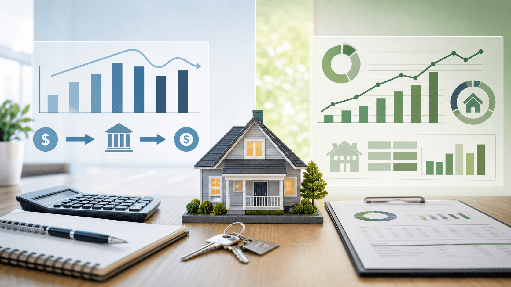 Rental property model between cash flow charts and profitability performance dashboards